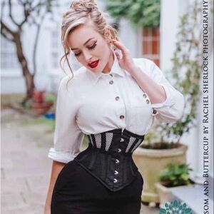 Orchard Waspie Corset Black Hourglass Curve Mesh Under Bust